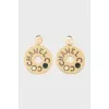 Gold earrings with brand logo