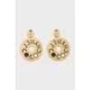 Gold earrings with brand logo