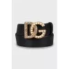 Leather belt with tag