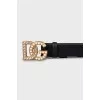 Leather belt with tag
