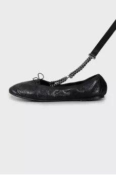 Leather ballerinas with straps