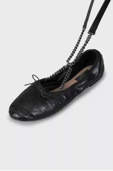 Leather ballerinas with straps