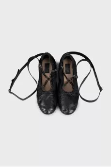 Leather ballerinas with straps