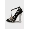 Suede shoes with snake skin