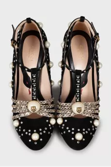 Suede shoes with snake skin