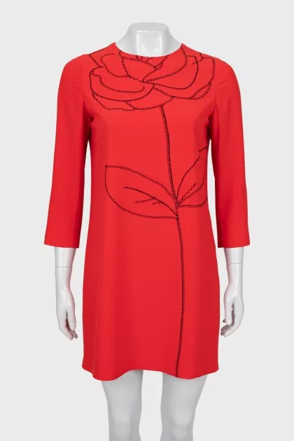 A-line dress decorated with embroidery