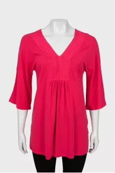 Pink V-Neck Blouse
