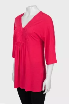 Pink V-Neck Blouse