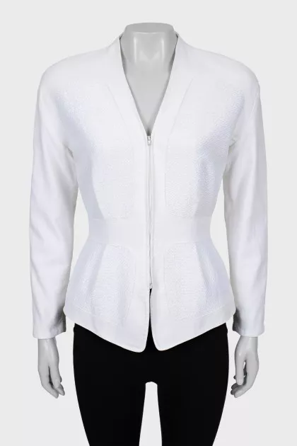 White jacket with accent shoulders