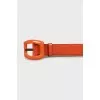 Orange patent leather belt