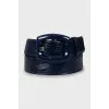 Blue patent leather belt