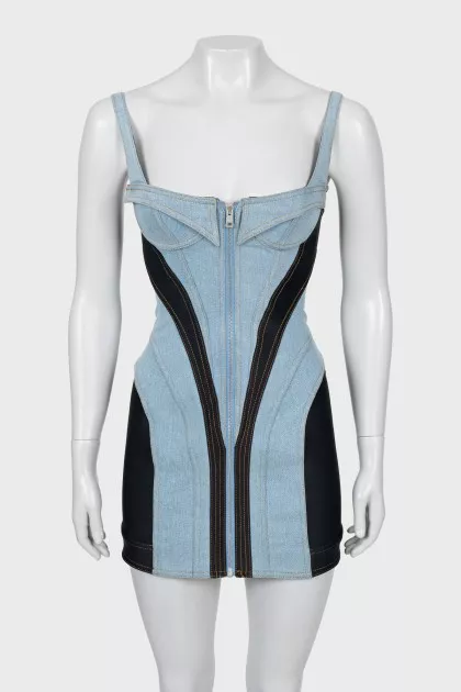 Bodycon mini dress with raised seams