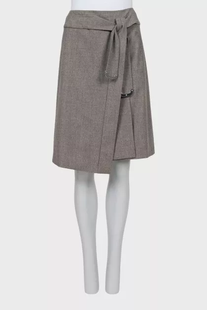 Asymmetrical wool skirt