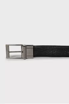 Men's leather belt with silver buckle
