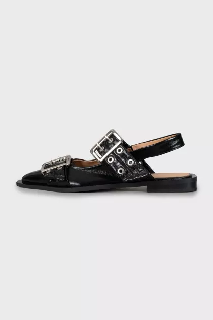 Faux Leather Slingbacks with Buckles
