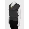 Knitted vest decorated with rhinestones