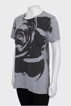 T-shirt with seams and print