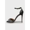 Textile high heel sandals