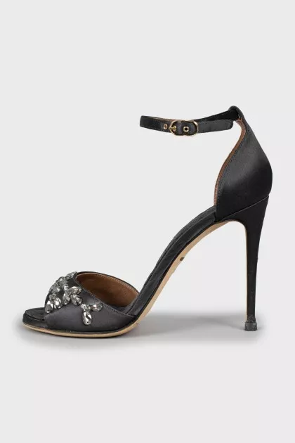 Textile high heel sandals