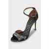 Textile high heel sandals