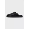 Black leather clogs