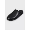 Black leather clogs