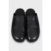 Black leather clogs