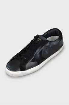 Men's leather and suede sneakers with tag