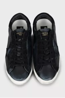 Men's leather and suede sneakers with tag
