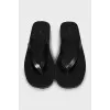 Leather slides with textured soles