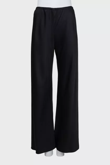 Silk trousers with elastic band and tag