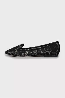 Black lace ballet shoes
