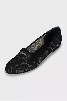 Black lace ballet shoes