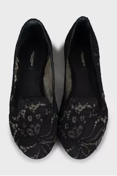 Black lace ballet shoes
