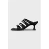 Leather heeled sandals with buckles