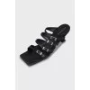Leather heeled sandals with buckles