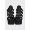 Leather heeled sandals with buckles