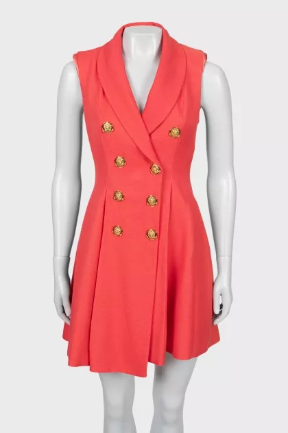 Fitted dress with gold buttons