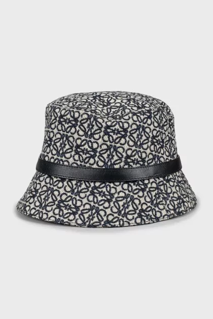 Textile panama hat in branded print