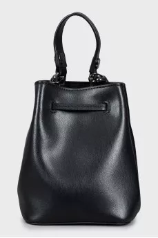 Bucket bag with embroidered print