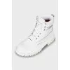 White leather and textile boots