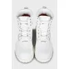 White leather and textile boots