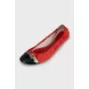 Suede ballerinas with patent toe
