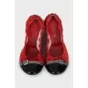 Suede ballerinas with patent toe