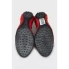 Suede ballerinas with patent toe
