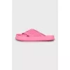 Pink woven slides