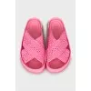 Pink woven slides