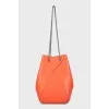 Leather bucket bag with chain