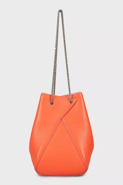 Leather bucket bag with chain