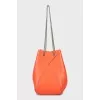 Leather bucket bag with chain